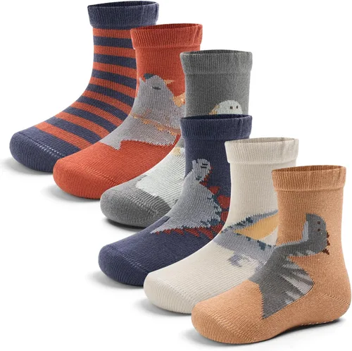 Miniatura 9 de Calcetines de algodón para bebés y niños pequeños con empuñaduras, antideslizantes, 6