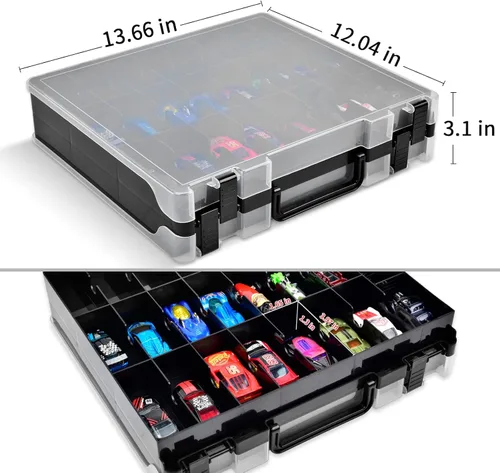 Miniatura 4 de Estuche organizador de almacenamiento de juguetes de doble cara para autos Hot Wheels, para autos de Matchbox, para mini juguetes, para muñecas Negro