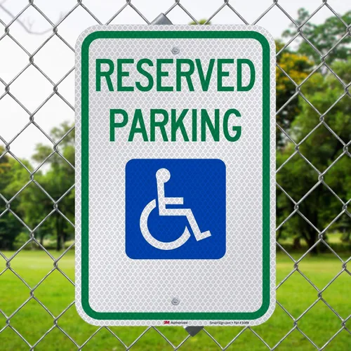 Miniatura 3 de SmartSign Letrero federal de estacionamiento para discapacitados "Reserved Parking" Aluminio reflectante de grado diamante 3M de 12 x 18 pulgadas