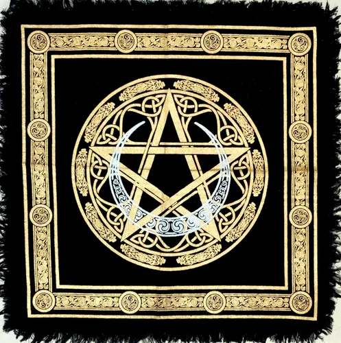 Miniatura 34 de CRAFT KALA Tela de altar planetas espirituales, estrellas rituales y galaxia, hermoso sistema solar, sistema solar, oro y plata, 24 x 24 pulgadas