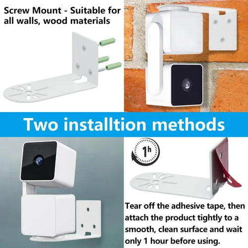 Miniatura 4 de Haoyou Soporte de pared de metal para Wyze Cam Pan V3/V4 Wyze Cam V4/V3 adhesivo sin taladrar instalación en interiores y exteriores