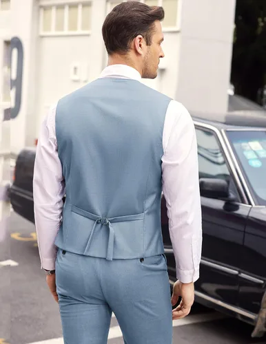 Miniatura 3 de COOFANDY Chaleco para hombre en capas para traje de negocios, chaleco de vestir formal, chaleco de boda, ajuste delgado