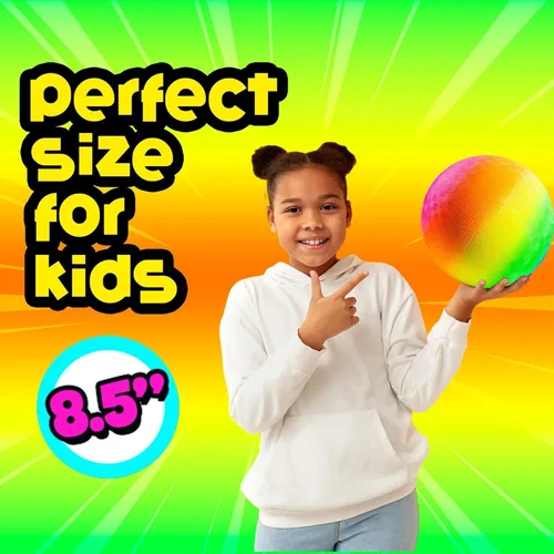 Miniatura 3 de PlayBolt Rainbow Playground Ball - Pelota inflable de goma de 8.5 pulgadas (paquete de 1) para niños y adultos, juegos en interiores y exteriores