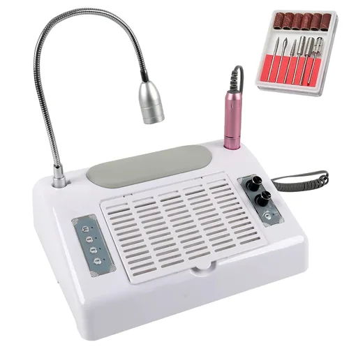 Colector de polvo de uñas 5 en 1, máquina profesional de taladro eléctrico de uñas de 30000 rpm, lámpara de uñas LED UV para manicura en salón y