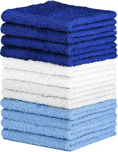 QUBA LINEN Juego de paños de 100% algodón – Toallas suaves y absorbentes para la cara para uso en baño y gimnasio – Paños de lavado duraderos y