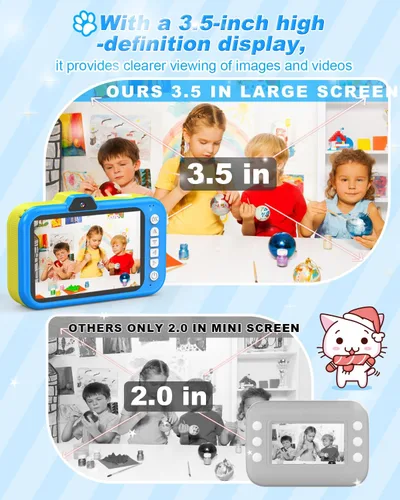 Miniatura 7 de Cámara para niños Uffylle, selfie frontal de 1080P 48MP, cámara de juguete para niños pequeños con pantalla grande de 3.5 pulgadas, zoom 10X