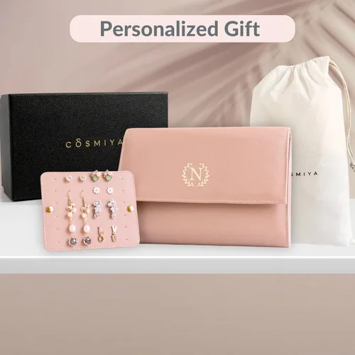 Miniatura 8 de Joyero de viaje personalizado con inicial, regalos personalizados con monograma para mujeres, regalos de dama de honor, organizador de joyas
