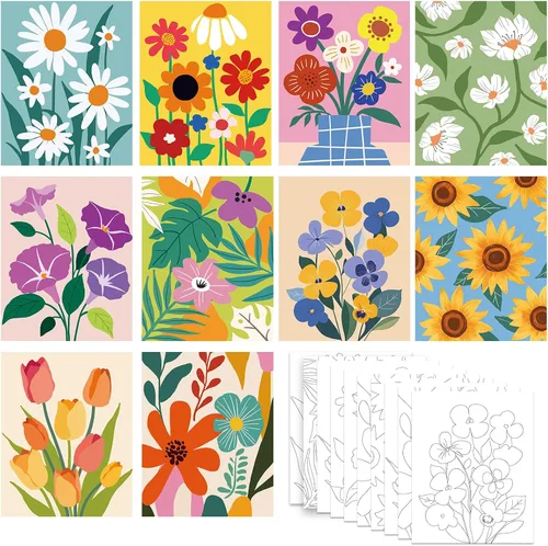 Miniatura 11 de Nuberlic 10 Piezas Lienzo Predibujado para Pintura para Adultos Kits de Pintura y Sorbo para Parejas Suministros de Sabor para Fiesta