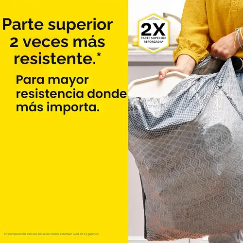 Miniatura 2 de Glad ForceFlex MaxStrength Bolsas de basura para cocina, 20 galones, Febreze Fresh Clean, 80 unidades (el paquete puede variar)