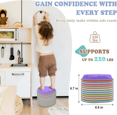 Miniatura 6 de Piedras de equilibrio para niños, 8/12 piezas de piedras de equilibrio para niños pequeños, juguetes sensoriales de curso de obstáculos Macarons