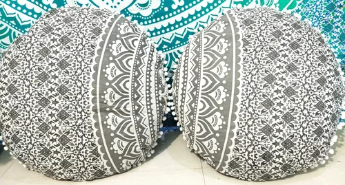 Miniatura 49 de CRAFT KALA Funda de cojín con diseño de mandala, funda de cojín para asiento, hippie, decorativo, bohemio, otomano, de algodón, indio, para sala
