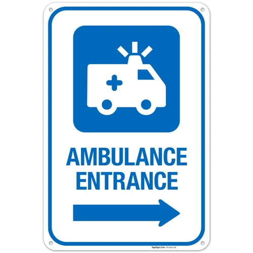 Miniatura 16 de Letrero de hospital de entrada de ambulancia con flecha derecha, 12 x 18 pulgadas, aluminio 063 libre de óxido, resistente a la decoloración