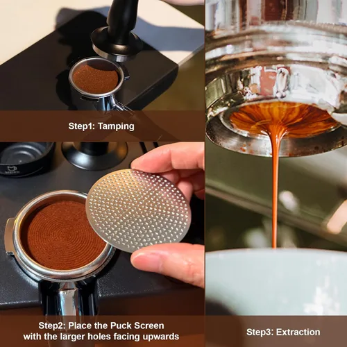 Miniatura 7 de MEION Juego de embudo dosificador de espresso y pantalla de disco, embudo magnético para café, pantalla de disco de espresso reutilizable