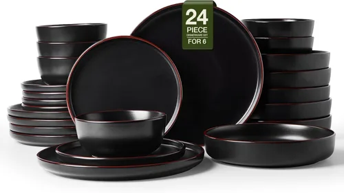 Miniatura 34 de Famiware - Juegos de vajilla Mercury con tazas, servicio para 4 (16 piezas), juegos de platos y cuencos, juego de platos apto para microondas