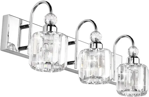 Miniatura 19 de Ralbay - Luces LED modernas de tocador para baño de 5 luces, luces de tocador de cristal sobre espejo, lámparas modernas de tocador para baño