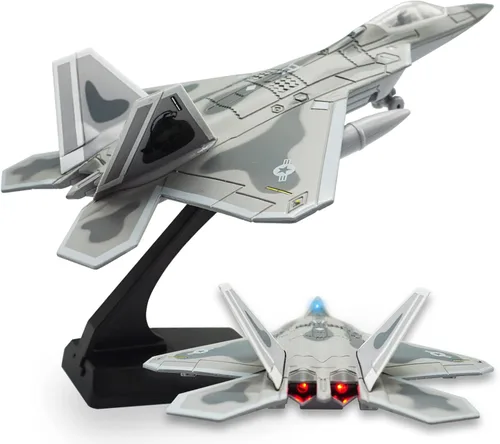 OTONOPI Fighter Jet Toy F-22 Raptor Fighter Bomber Avión Diecast Army Fighting Jet 1/100 Modelo de aviones con luces y sonidos para niños