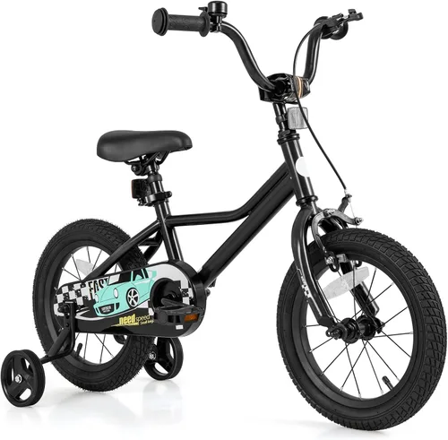 Miniatura 10 de BABY JOY Bicicleta para niños, 12, 14, 16, 18 pulgadas, bicicleta deportiva con ruedas de entrenamiento extraíbles, frenos de mano y posavasos