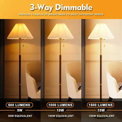 Miniatura 3 de Bombillas de 3 vías 50 100 150 blanco cálido, A19 3000K, 5/10/15W ahorro de energía 500 1000 1500 lúmenes, bombillas LED de base E26 perfectas
