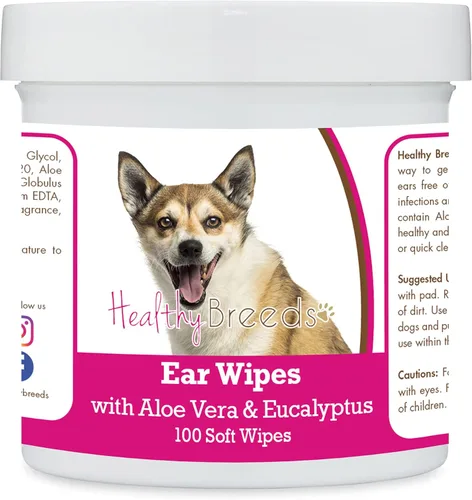Miniatura 101 de Healthy Breeds Pastor alemán, silla de montar, toallitas de limpieza de oídos con aloe y eucalipto para perros, 100