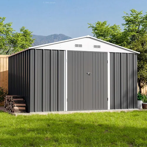 Miniatura 18 de Patiowell Cobertizo de almacenamiento al aire libre de 5 x 3 pies, cobertizo de herramientas con techo inclinado y puerta con cerradura, cobertizo