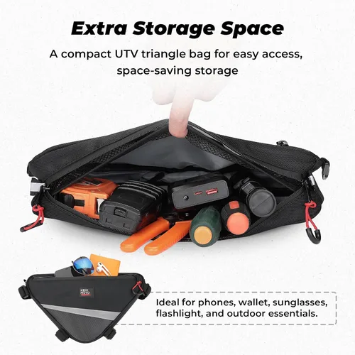 Miniatura 2 de Bolsa de almacenamiento triangular para barra de protección KEMIMOTO UTV, bolsa universal resistente al agua para techo/puerta/reposabrazos lateral