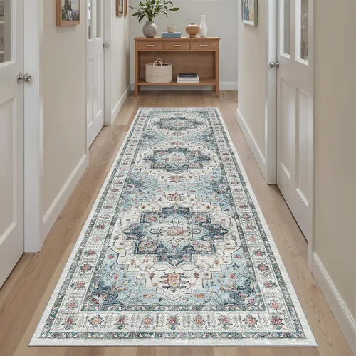 Miniatura 711 de Madane Tapete lavable de 2 x 10 pies para pasillo, cocina, recibidor, clásico, suave, antideslizante para interiores, casa de campo, baño, sala