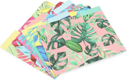Miniatura 8 de Paper Junkie Carpetas decorativas para archivos, paquete de 12, tamaño carta, tropical, carpetas y bolsillos de cartulina, pestañas de corte 1/3