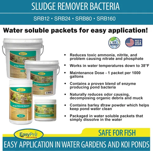 Miniatura 3 de EasyPro SRB24 - Bacterias eliminadoras de lodos para estanque, secas, 24 paquetes