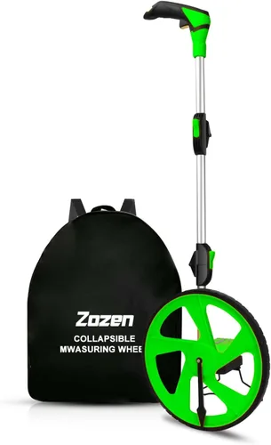 Zozen Rueda de medición de distancia en pies, rueda de medición para caminar, medida de rodadura de hasta 10,000 pies, doble plegable/una tecla para