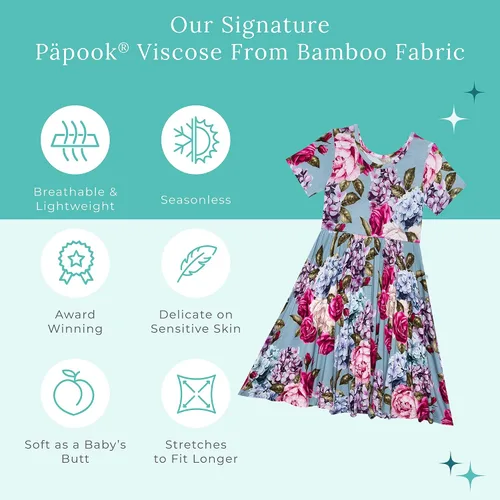 Miniatura 80 de Posh Peanut - Vestidos para niñas – Vestido suave para niña hecho con viscosa de bambú – Vestidos de otoño, primavera y verano para niñas
