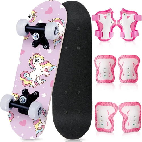 Miniatura 30 de Honoson Juego de 7 piezas de rodilleras, coderas y muñequeras para patinetas para principiantes y niños pequeños