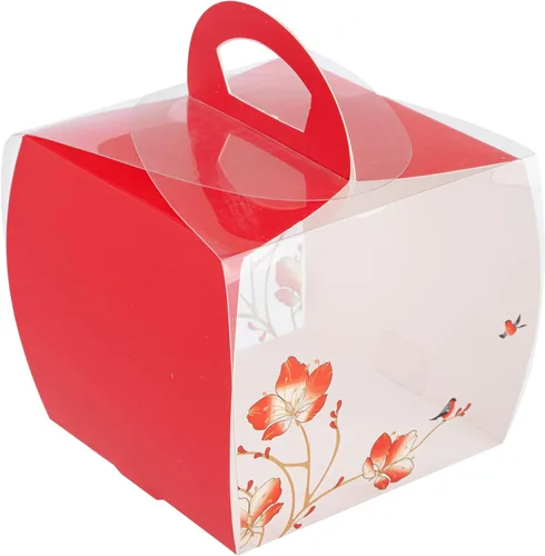 Miniatura 2 de Restaurantware - Cajas individuales para cupcakes de 4 x 4.25 pulgadas, 100 cajas de exhibición desechables para cupcakes - Con asa, acento de Rojo