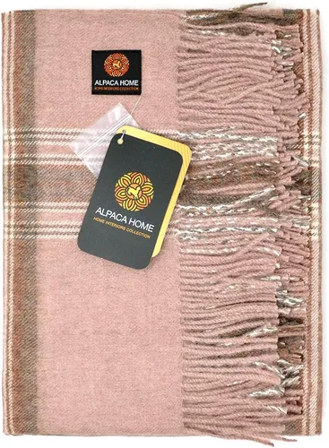 Miniatura 4 de Alpaca Home Manta de alpaca a cuadros escoceses 100% lana de alpaca bebé en tonos naturales 6.6 pies de largo x 4.25 pies de ancho Cuadros