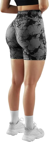 MOOSLOVER Pantalones cortos de ciclismo sin costuras para mujer, cintura alta, control de abdomen, pantalones cortos de entrenamiento