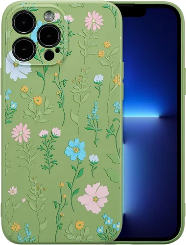 Miniatura 129 de RALEAVO Funda Floral para iPhone 12, Cubierta de Silicona Líquida con Bonito Patrón de Rama de Flores para Niñas y Mujeres, Funda Protectora de Goma