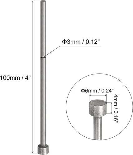 Miniatura 2 de uxcell Pasadores eyectores rectos, 0.118 in (1/8 ") de diámetro. Punzón de punta redonda de acero 65Mn 100 mm (4 ") de largo para mantenimiento