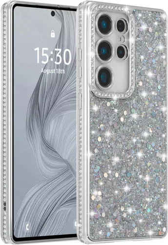 Miniatura 13 de FABSPARK Funda para Samsung Galaxy S22, Cristal Brillante Diamante Pedrería Lentejuela Brilloso Reluciente Espumoso Brillante Lujoso Galvanizado