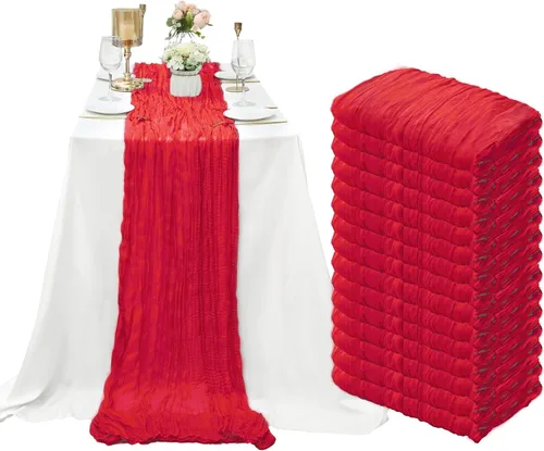 Miniatura 36 de Paquete de 8 caminos de mesa de estopilla verde salvia de 10 pies, camino de mesa de gasa, tela de queso, 35x120 pulgadas, caminos de mesa bohemios