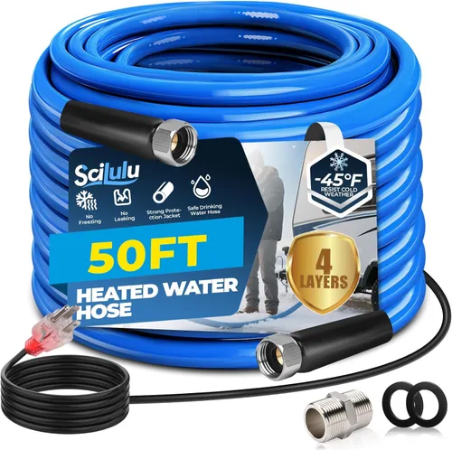 Manguera de agua calefaccionada de 50 pies para RV, protección contra congelación hasta -45 °F, sin plomo y sin BPA, agua potable segura para