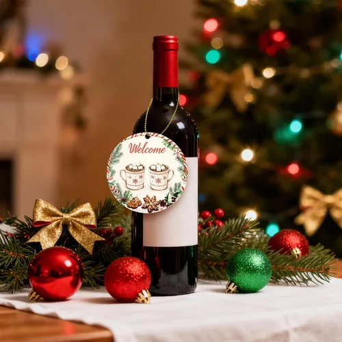 Miniatura 4 de Juego de 6 adornos colgantes de Navidad, adornos de Papá Noel de 3.4 pulgadas, adornos colgantes de cerámica para decoración del árbol de Navidad