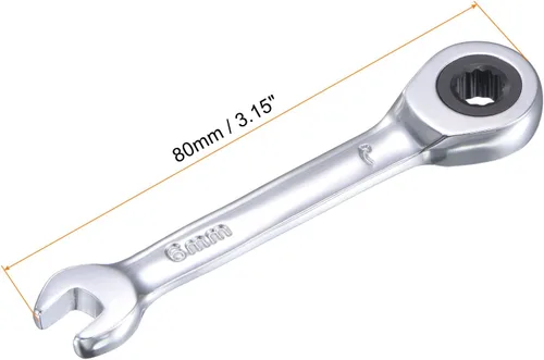 Miniatura 2 de uxcell Llave combinada de trinquete rechoncha de 0.236 in métrica 72 dientes 12 herramientas terminadas en caja de puntos, CR-V