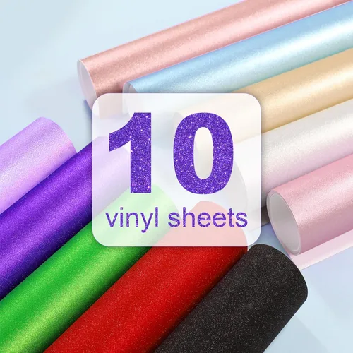 Miniatura 3 de TECKWRAP Hojas adhesivas de vinilo brillante con purpurina para cortador de manualidades, 12 x 12 pulgadas, 10 hojas/paquete