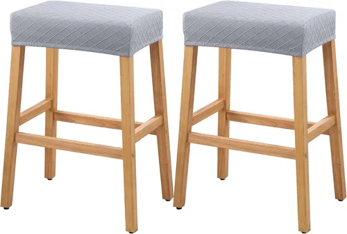 Miniatura 20 de YISUN Fundas de taburete rectangulares, paquete de 2 fundas elásticas impermeables para asiento de silla de montar, taburetes de bar, sillas de bar