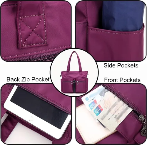 Miniatura 6 de Bolsas de nailon para mujer, impermeable, bolsa de hombro casual, bolso ligero, bolsa de múltiples bolsillos