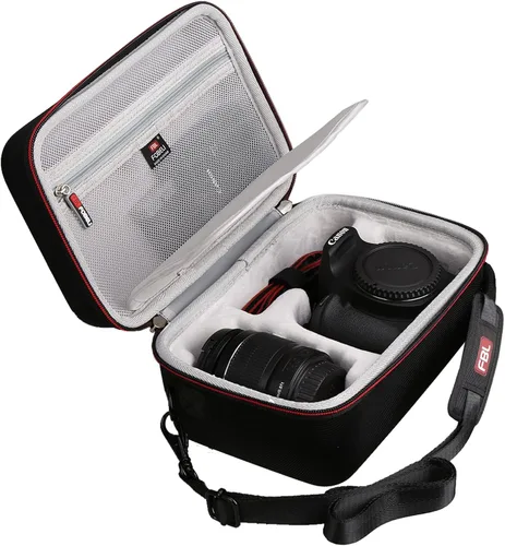 Miniatura 10 de FBLFOBELI Estuche de almacenamiento de viaje EVA para Canon EOS Rebel T7 / T8i / T5 / R50 / R100 Cámara DSLR con lente de 18-55mm, Bolsa de Rosa