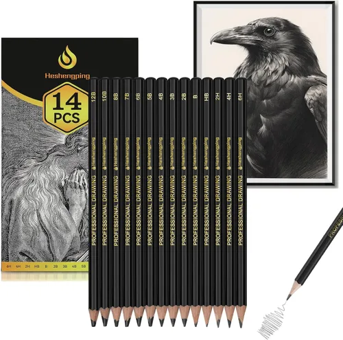 Miniatura 8 de Juego de 80 piezas de kit de dibujo, set de bocetos, suministros de arte, lápices de color, kit de 48 lápices de color, 14 de grafito, 6 de carbón