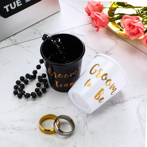 Miniatura 3 de Maitys 12 piezas de collar de cristal de chupito de novia del novio, despedida de soltera con cuentas de plástico, cadena de lámina dorada, regalos
