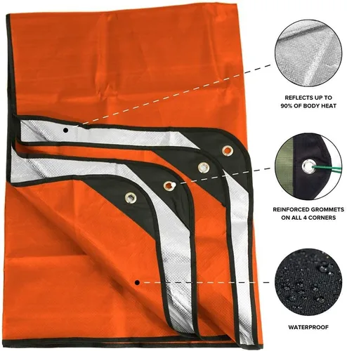Miniatura 2 de Arcturus Lona aislada, manta de supervivencia térmica reutilizable y resistente, 60 x 82 pulgadas, refleja el 90% del calor corporal, impermeable