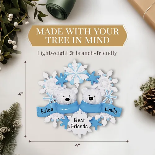 Miniatura 4 de Adorno personalizado para pareja 2026 24 horas, grabado con láser, adornos de Navidad de oso polar para árbol Familia personalizada de 2 copos