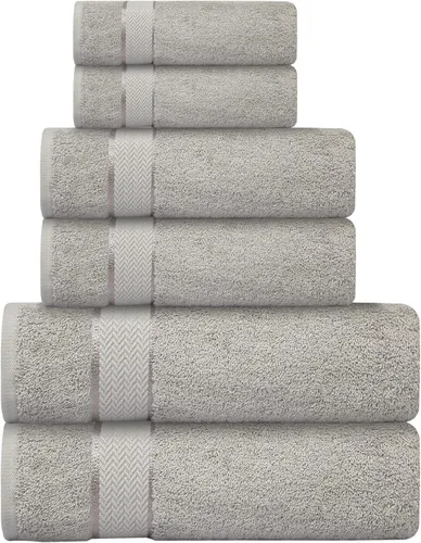 Miniatura 10 de Juego de toallas de baño - 100% algodón - 2 toallas de baño, 2 toallas de mano y 2 paños - Grandes, secado rápido, absorbentes, suaves, lujosas